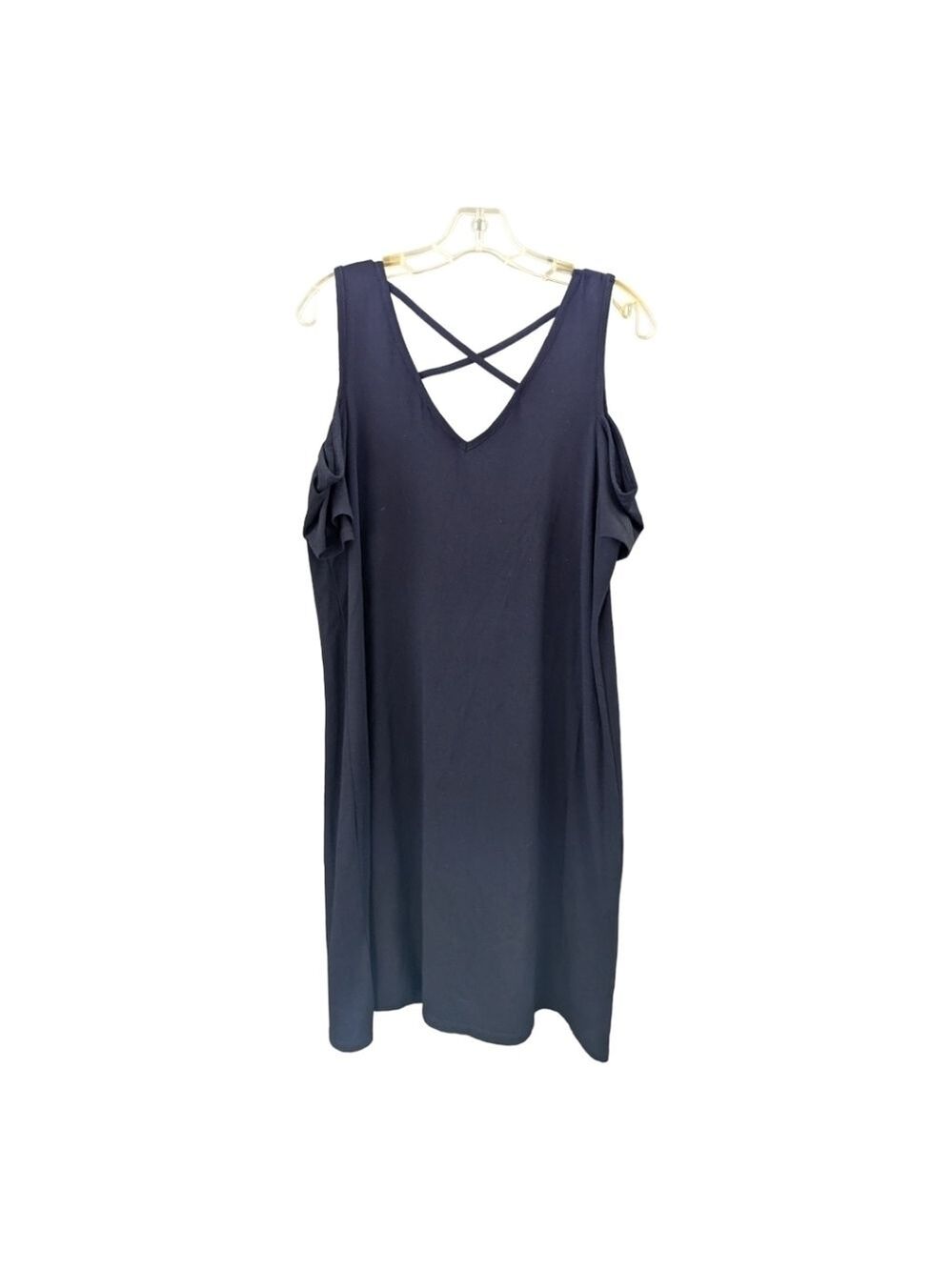 August Silk Black cold shoulder strappy stretch dress Size XL